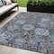 Homeroots 5' X 8' Chocolate And Aqua Damask Washable Indoor Outdoor Area Rug 603732 - alternate 1