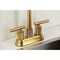 Kingston Brass Double-Handle 4" Centerset Bar Faucet with Knurled Handle, Brushed Brass KB5497KNL - alternate 2