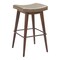 Homeroots Set of Two 31" Taupe and Walnut Faux Leather and Steel Backless Bar Height Bar Chairs, 2PK 565003 - alternate 2