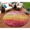 Homeroots 8' Blush And Pink Round Striped Washable Indoor Outdoor Area Rug 610873 - alternate 1