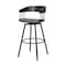 Homeroots 27" Gray and Black Faux Leather with Metal Swivel Counter Height Bar Chair 534452 - alternate 3