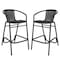 Flash Furniture Lila  Commercial Grade Indoor-Outdoor PE Rattan Restaurant Barstool with Black Aluminum Frame and Footrest in Black, PK2 2-SDA-AD632032R-BK-GG - alternate 1