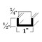 Brunner Aluminum U Channel 1/2" x 1" x 1/8", Fits 3/4", 6063-T5 (C40816), 4 Foot Satin Anodized C40816 S4 - alternate 2