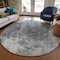 Homeroots 8' Gray Charcoal And Silver Round Abstract Washable Indoor Outdoor Area Rug 582952 - alternate 2