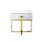 Homeroots 22" Gold And White Square End Table With Drawer 543912 - alternate 4