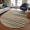 Homeroots 8' Taupe Copper And Green Round Striped Washable Indoor Outdoor Area Rug 597297 - alternate 6