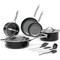 Bakkenmaster Bakken 12-Piece Aluminum Cookware Set, Nonstick, PTFE & PFAS Free, Black, Oven Safe BAKCRMIC8BLK - alternate 1