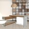 Homeroots 55" Walnut and Glass L Shape Writing Office Desk 482425 - alternate 2