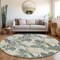 Homeroots 8' Artichoke Green Lavender And Ivory Round Botanical Leaves Washable Indoor Outdoor Area Rug 618384 - alternate 4
