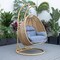 Leisuremod Mendoza Light Brown Wicker Hanging 2 person Egg Swing Chair with Chacoal Cushions MSCLBR-53CBU - alternate 4