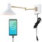 Jonathan Y Hygge 16" Swing Arm 1-Light Modern Midcentury Iron USB Charging Port LED Sconce, White/Brass Gold JYL1302A - alternate 1