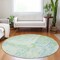 Homeroots 8' Mint Green And Blue Round Abstract Washable Indoor Outdoor Area Rug 609276 - alternate 4