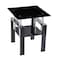 Homeroots Black Glass and Metal Square End Tables With Shelf 635676 - alternate 1