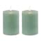 Homeroots Set of Two Green Flameless Pillar Candles, 2PK 633853 - alternate 3