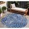 Homeroots 8' Navy Blue And Ivory Round Geometric Washable Indoor Outdoor Area Rug 595099 - alternate 1