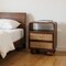 Homeroots 22" Chestnut And Natural Solid Wood Cane Rattan Two Drawer Nightstand 651611 - alternate 3