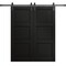 Sartodoors Modern Double Barn Door 72 x 80 inches, Ego 5010 Painted Black Oak, 13FT Rail Track Set, Solid Pa EGO5010DB-CHK-72 - alternate 1
