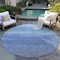 Homeroots 8' Blue Teal Blue And Sky Blue Round Abstract Washable Indoor Outdoor Area Rug 618138 - alternate 4