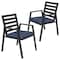 Leisuremod Chelsea Modern Patio Dining Armchair in Aluminum with Removable Cushions, Charcoal Blue, 2PK CC20BL-CBU2 - alternate 1