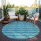 Homeroots 8' Teal Blue Gray And Ivory Round Geometric Washable Indoor Outdoor Area Rug 599672 - alternate 3