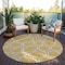 Homeroots 8' Gold Gray And Ivory Round Abstract Washable Indoor Outdoor Area Rug 600530 - alternate 5