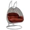 Leisuremod Mendoza Light Grey Wicker Hanging 2 person Egg Swing Chair with Cherry Cushions MSCLGR-53CHR - alternate 1