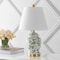 Jonathan Y Penelope 22" French Country Cottage Ceramic/Iron Chinoiserie Ginger Jar LED Table Lamp, White/Green JYL3005B - alternate 2