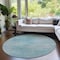 Homeroots 8' Aqua Teal Blue And Gray Round Abstract Washable Indoor Outdoor Area Rug 587196 - alternate 4