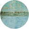 Homeroots 8' Teal Blue And Gold Round Abstract Washable Indoor Outdoor Area Rug 618633 - alternate 3