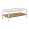 Alaterre Furniture Calais Modern 48 in Coffee Table 2-Tier Wooden Rectangular Table with Woven Storage Shelf AFTBL-045 - alternate 1