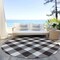 Homeroots 8' Black And Gray Round Plaid Washable Indoor Outdoor Area Rug 595375 - alternate 2