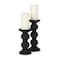Homeroots Set of Two Black Wood Abstract Tabletop Candle Holders, 2PK 608539 - alternate 1