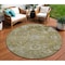 Homeroots 8' Brown Green And Gray Round Floral Washable Indoor Outdoor Area Rug 604068 - alternate 1