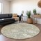 Homeroots 8' Artichoke Green Brown And Ivory Round Damask Washable Indoor Outdoor Area Rug 599390 - alternate 3