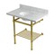 Kingston Brass 36-Inch Carrara Marble Console Sink with Brass Legs and Shelf, 8-Inch, 3-Hole KVPB36MBB7 - alternate 1