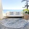 Homeroots 8' Denim Blue And Sky Blue Round Abstract Washable Indoor Outdoor Area Rug 587868 - alternate 2