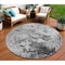 Homeroots 8' Gray Charcoal And Silver Round Abstract Washable Indoor Outdoor Area Rug 577958 - alternate 1