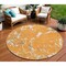 Homeroots 8' Orange Brown And Ivory Round Striped Washable Indoor Outdoor Area Rug 600914 - alternate 1