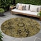 Homeroots 8' Coffee And Gray Round Oriental Washable Indoor Outdoor Area Rug 563759 - alternate 1