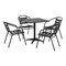 Flash Furniture Lila 27.5in Black Square Aluminum Indoor-Outdoor Table Set with 4 Black Slat Back Chairs TLH-ALUM-28SQ-017BK4-GG - alternate 1
