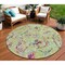 Homeroots 8' Artichoke Green And Pink Round Paisley Washable Indoor Outdoor Area Rug 588590 - alternate 1