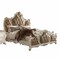 Homeroots Queen Tufted Beige Upholstered Faux Leather Bed With Nailhead Trim 348208 - alternate 1
