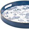 Homeroots 14" Blue White And Gold Pinecone Round Serving Tray 634488 - alternate 2