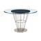 Homeroots 48" Clear And Silver Glass And Stainless Steel Pedestal Base Round Top Dining Table 569437 - alternate 2