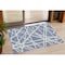 Homeroots 3' X 5' Denim Blue And Ivory Geometric Washable Indoor Outdoor Area Rug 600438 - alternate 1