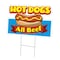 Signmission Hot Dogs All Beef Yard Sign & Stake outdoor plastic coroplast window, C-DC-1216-Hot Dogs All Beef C-DC-1216-Hot Dogs All Beef - alternate 1
