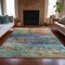Homeroots 9' X 12' Teal Blue Orange And Beige Abstract Washable Indoor Outdoor Area Rug 631459 - alternate 2