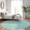Homeroots 8' Aqua And Ivory Round Floral Washable Indoor Outdoor Area Rug 582322 - alternate 4