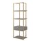 Homeroots 68" Gray Stainless Steel Four Tier Etagere Bookcase with a drawer 544738 - alternate 3