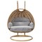 Leisuremod Mendoza Light Brown Wicker Hanging 2 person Egg Swing Chair with Light Grey Cushions MSCLBR-53LGR - alternate 5